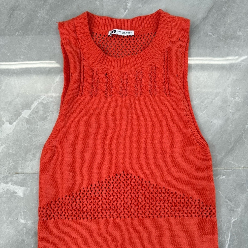 Women’s Zara Chenille Sweater Knit Mini Sleeveless Dress Size Small - Picture 3 of 16